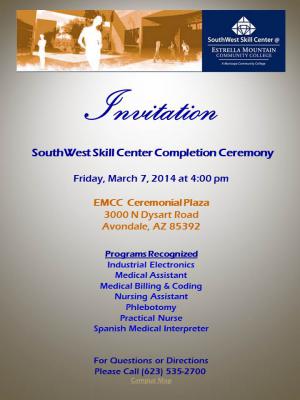 SouthWest SKill Center Ceremony Invitation