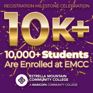 Image says congratulations on 10,000 students