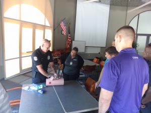 Instructor Steven King demonstrating Stop the Bleed techniques
