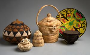 A variety of African and American baskets 