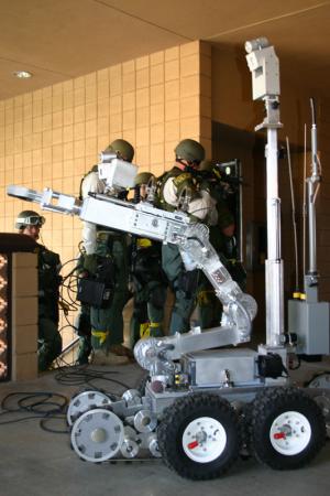 Goodyear's SWAT robot assesses the situation for officers