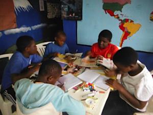 Tanzanian orphans in class